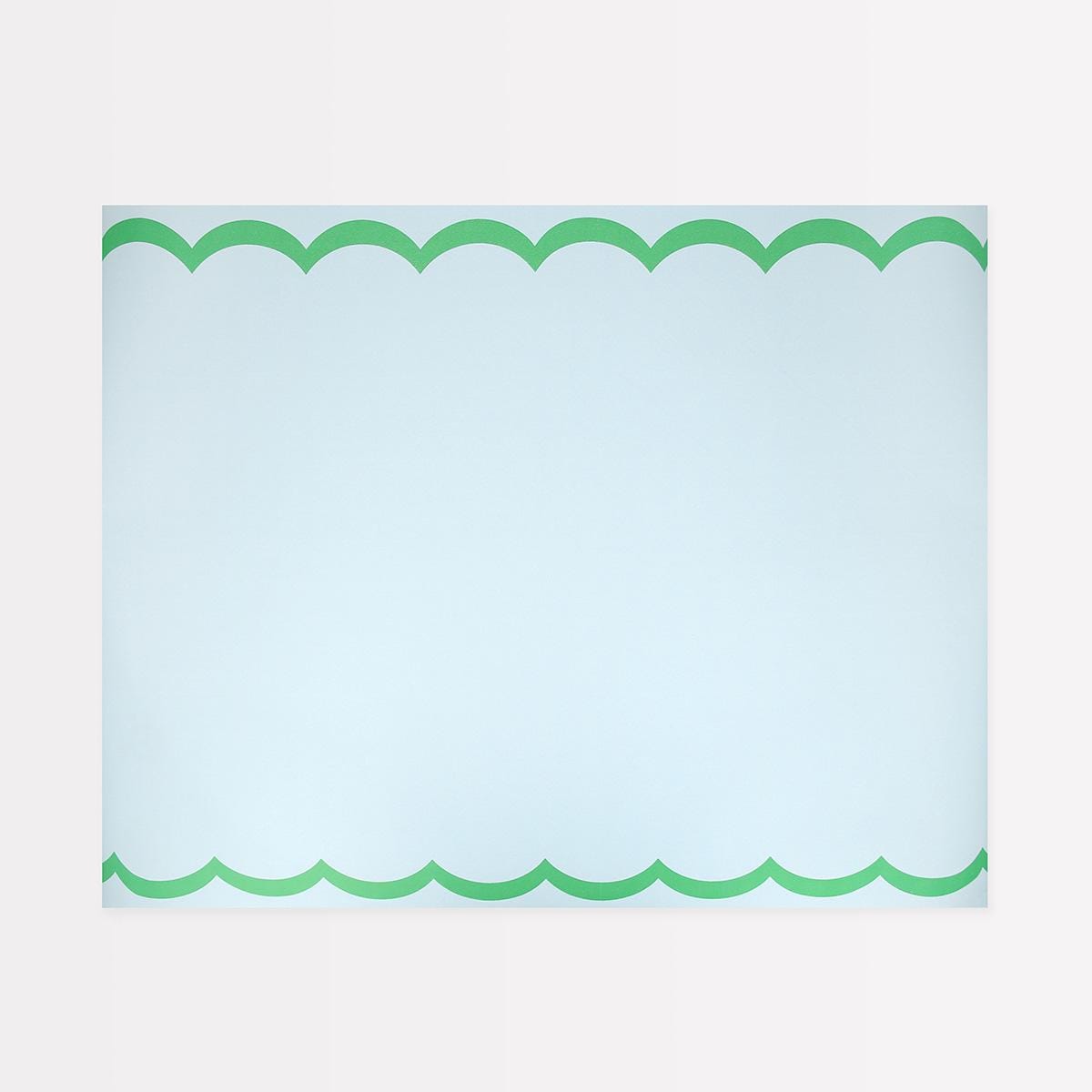 Scalloped Edge Blue Green Paper Table Runner | Meri Meri Tableware Scalloped Edge Blue Green Paper Table Runner