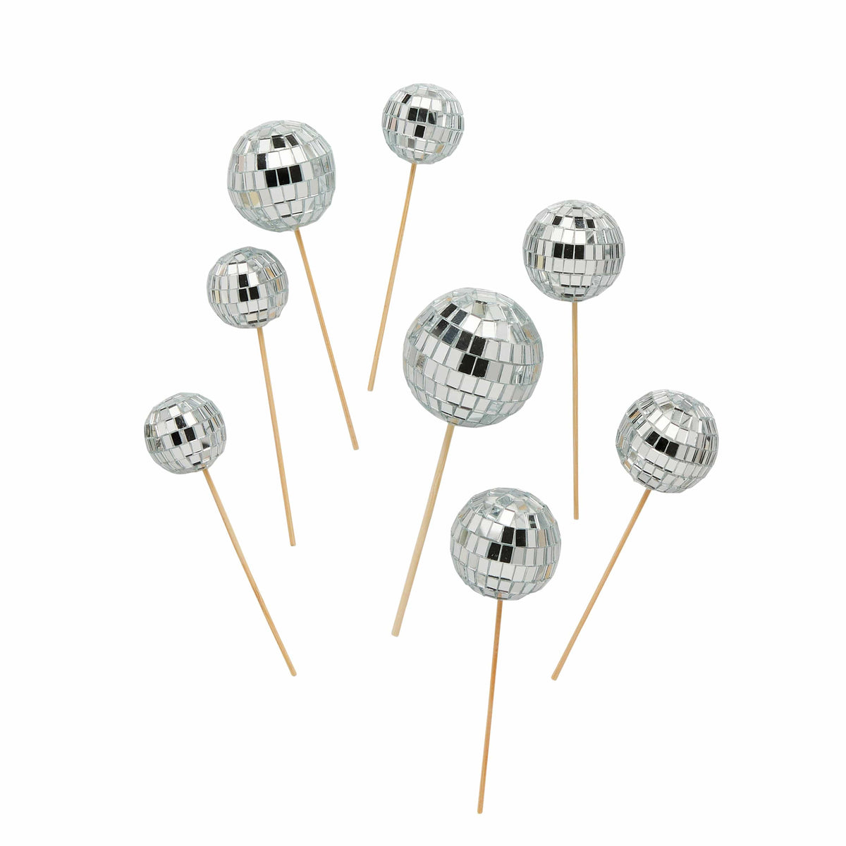Silver Disco Ball Cake Decorations – Pack of 8 Cake Decorating Supplies Silver Disco Ball Cake Decorations – Pack of 8