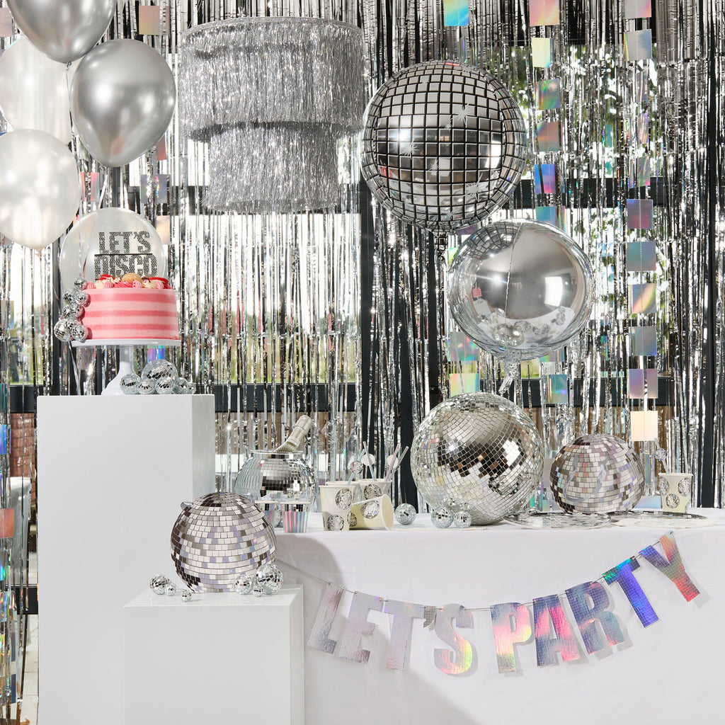 Silver Disco Ball Paper Plates (Set of 8) - Disco Party Supplies Disposable Plates Silver Disco Ball Paper Plates x 8