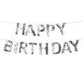 Silver Foil Happy Birthday Banner - Silver Party Supplies Bunting Happy Birthday Banner - Silver Foil