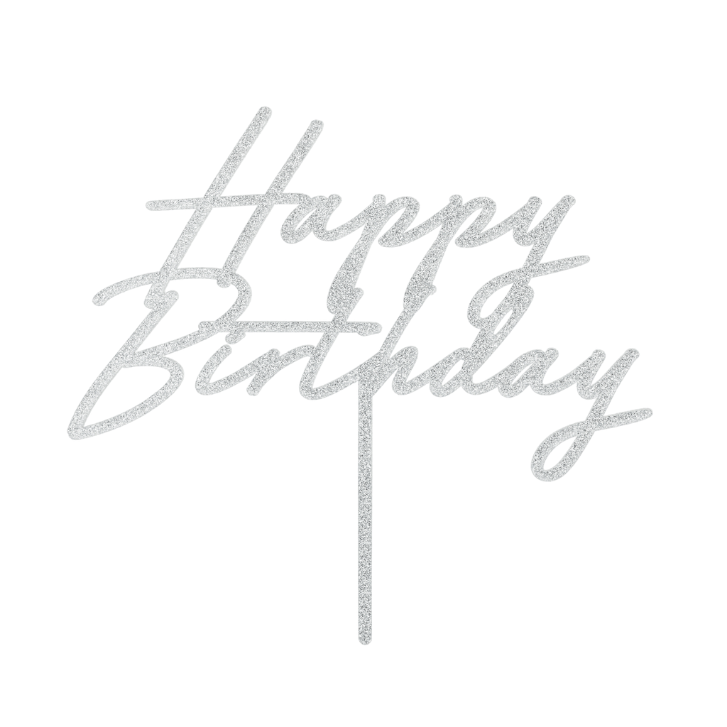 Silver Glitter Happy Birthday Cake Topper Cake Topper Silver Glitter Happy Birthday Cake Topper