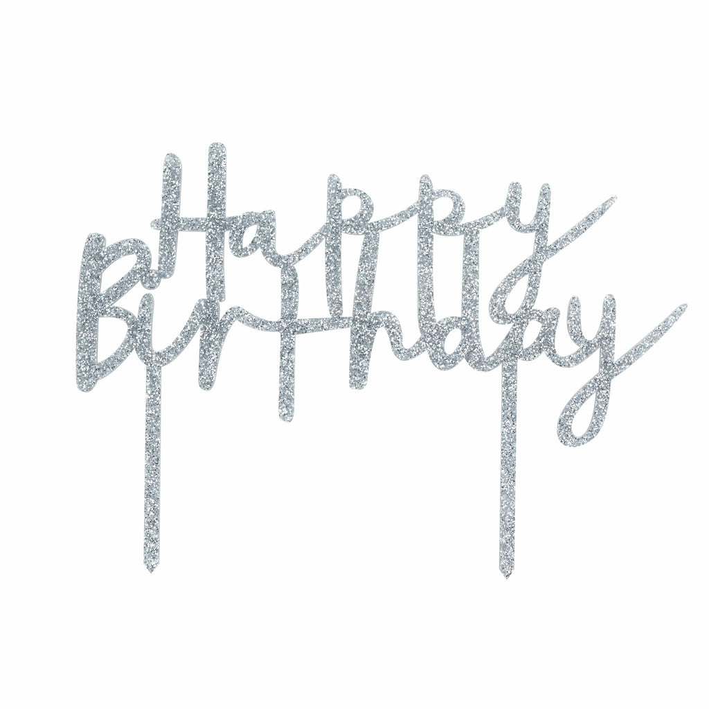 Silver Happy Birthday Cake Topper Cake Topper Silver Happy Birthday Cake Topper