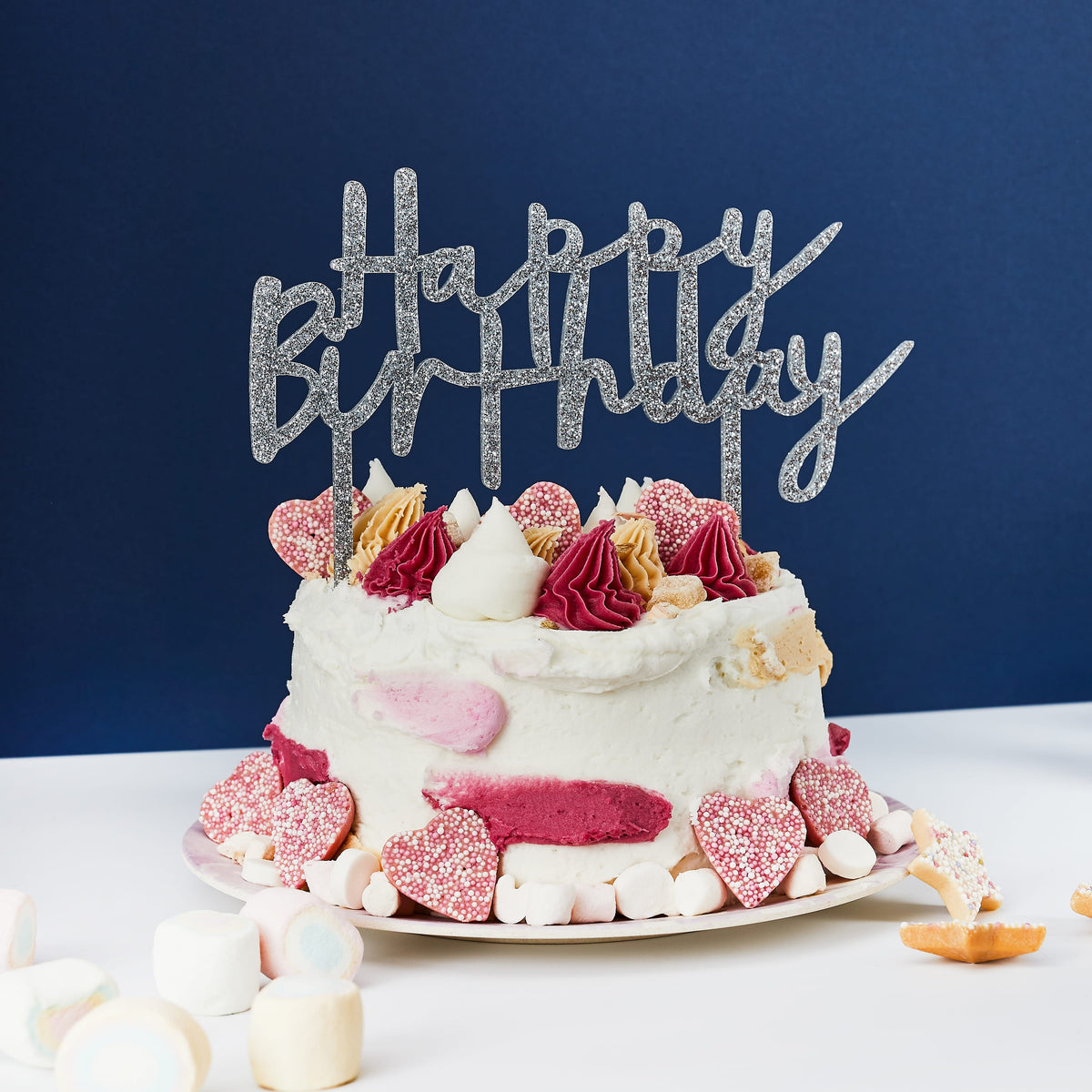 Silver Happy Birthday Cake Topper Cake Topper Silver Happy Birthday Cake Topper