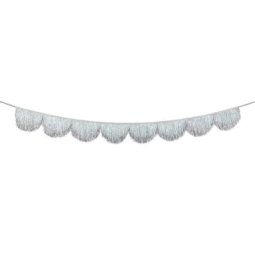 Silver Iridescent Tinsel Scallop Party Garland | Meri Meri Bunting Silver Iridescent Tinsel Scallop Party Garland
