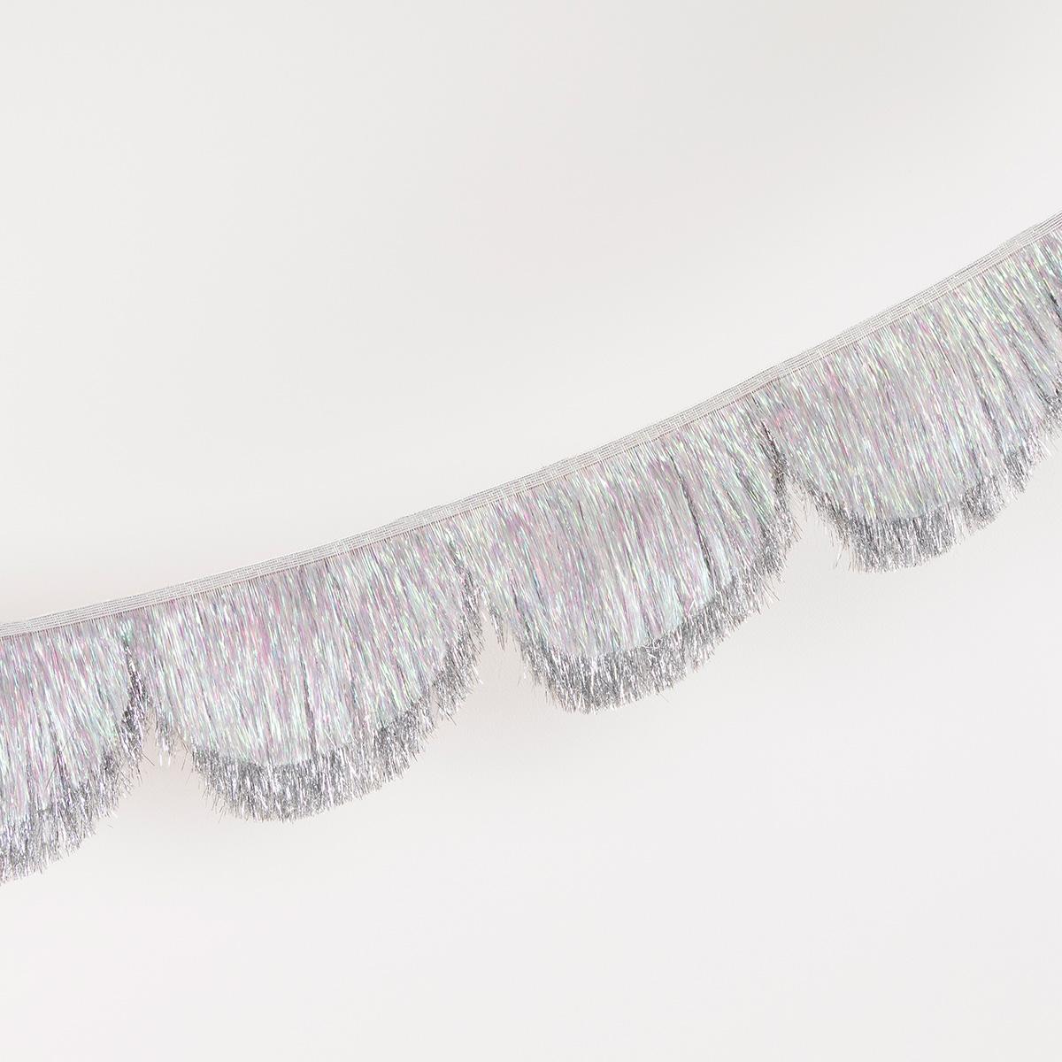 Silver Iridescent Tinsel Scallop Party Garland | Meri Meri Bunting Silver Iridescent Tinsel Scallop Party Garland