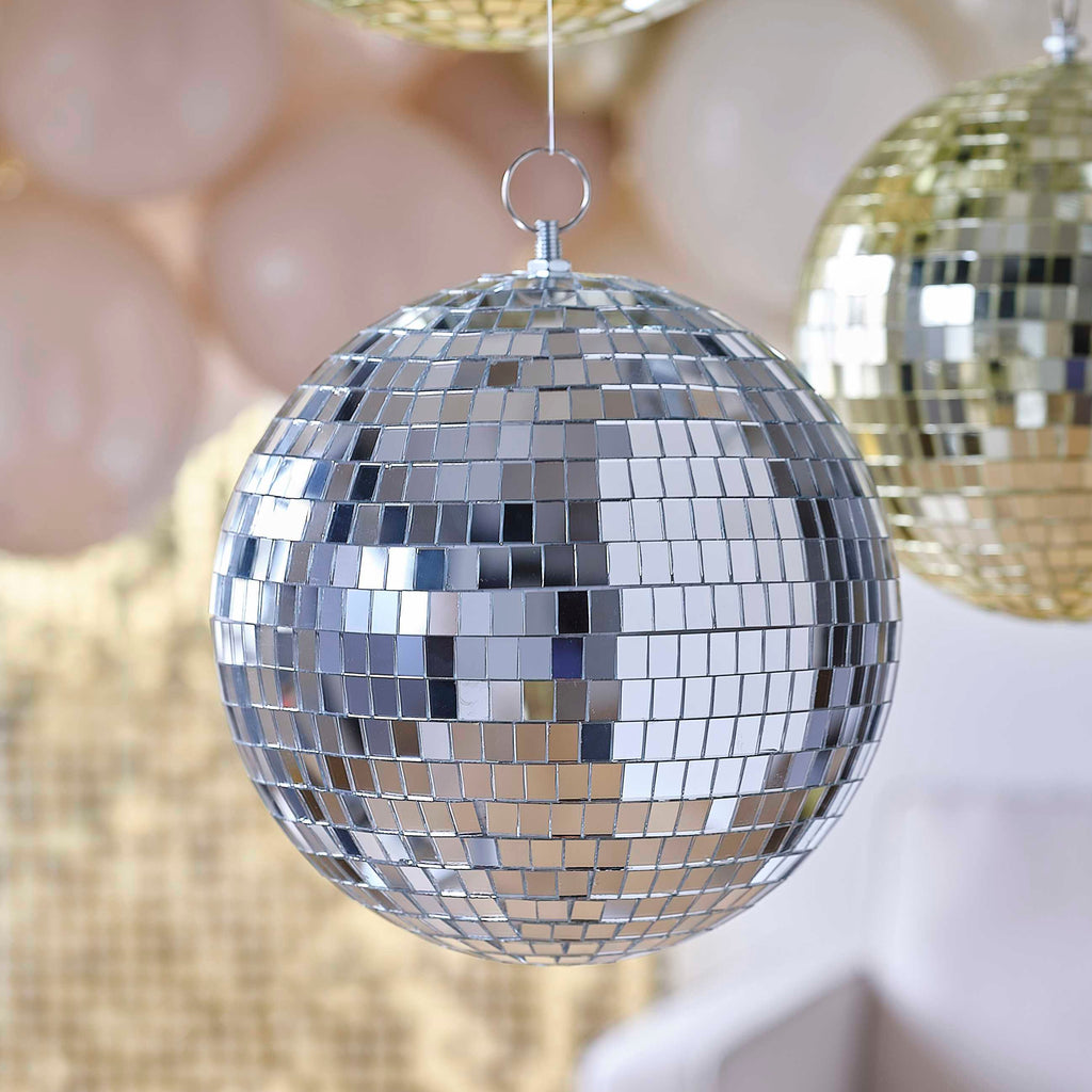 Silver Medium Disco Mirrorball Hanging Decoration - 20cm Hanging Decoration Silver Medium Disco Mirrorball Hanging Decoration - 20cm