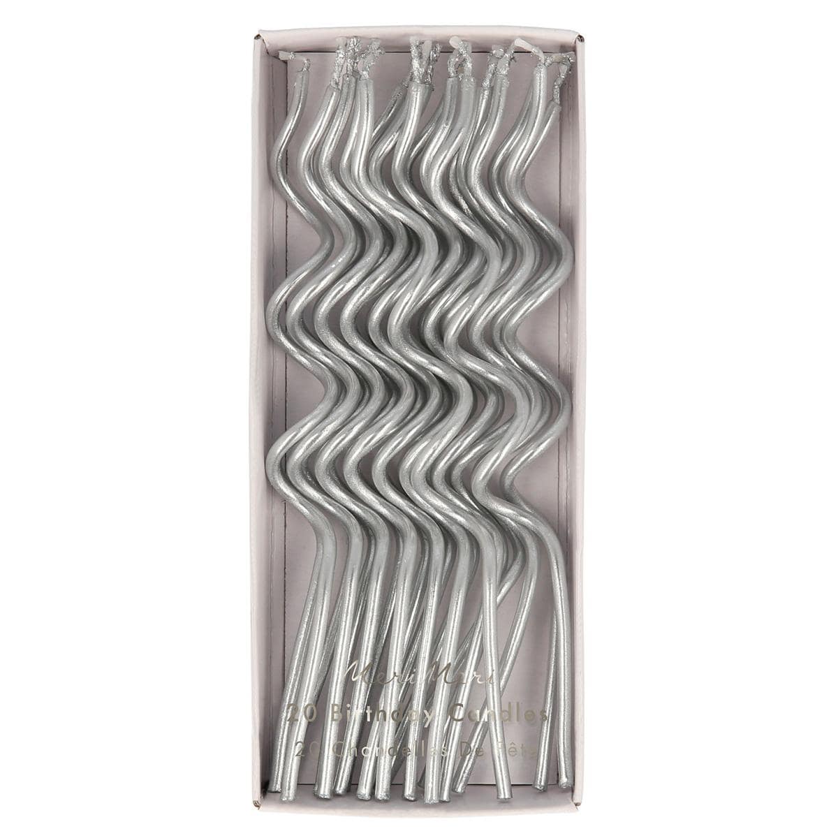 Silver Swirly Party Candles x 20 | Meri Meri Birthday Candles Silver Swirly Party Candles x 20