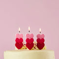 Stacked Heart Candles x 3 Birthday Candles Stacked Heart Candles x 3