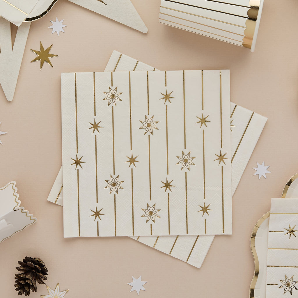 Stars & Stripe Paper Party Napkins x 16 | Hootyballoo Christmas Napkins Paper Napkins Stars & Stripe Paper Party Napkins x 16