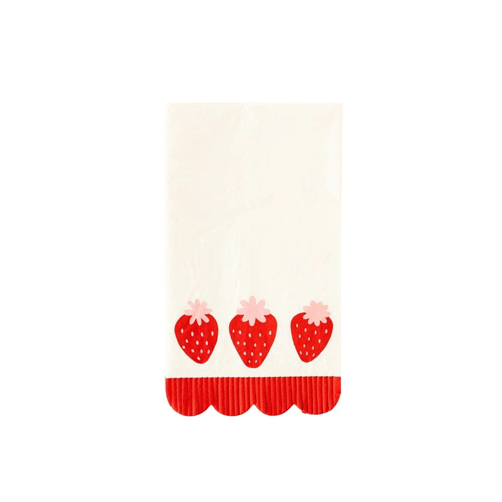 Strawberry Fringe Scallop Party Napkins x 24 - My Mind's Eye Paper Napkins Strawberry Fringe Scallop Party Napkins x 24