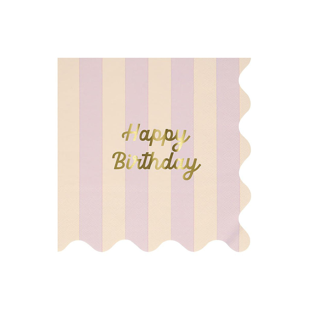 Stripe Happy Birthday Large Party Napkins x 16 | Meri Meri party napkins Stripe Happy Birthday Large Party Napkins x 16