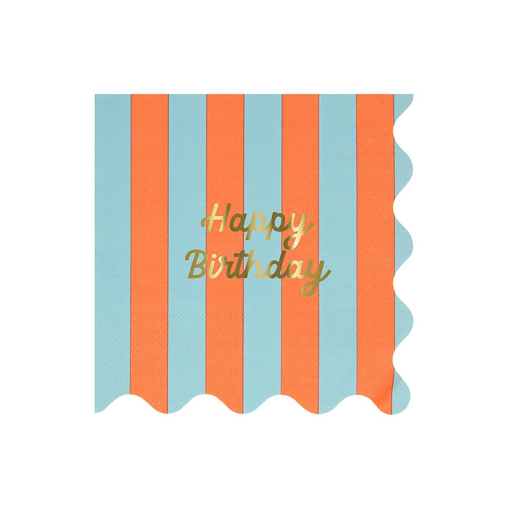 Stripe Happy Birthday Large Party Napkins x 16 | Meri Meri party napkins Stripe Happy Birthday Large Party Napkins x 16