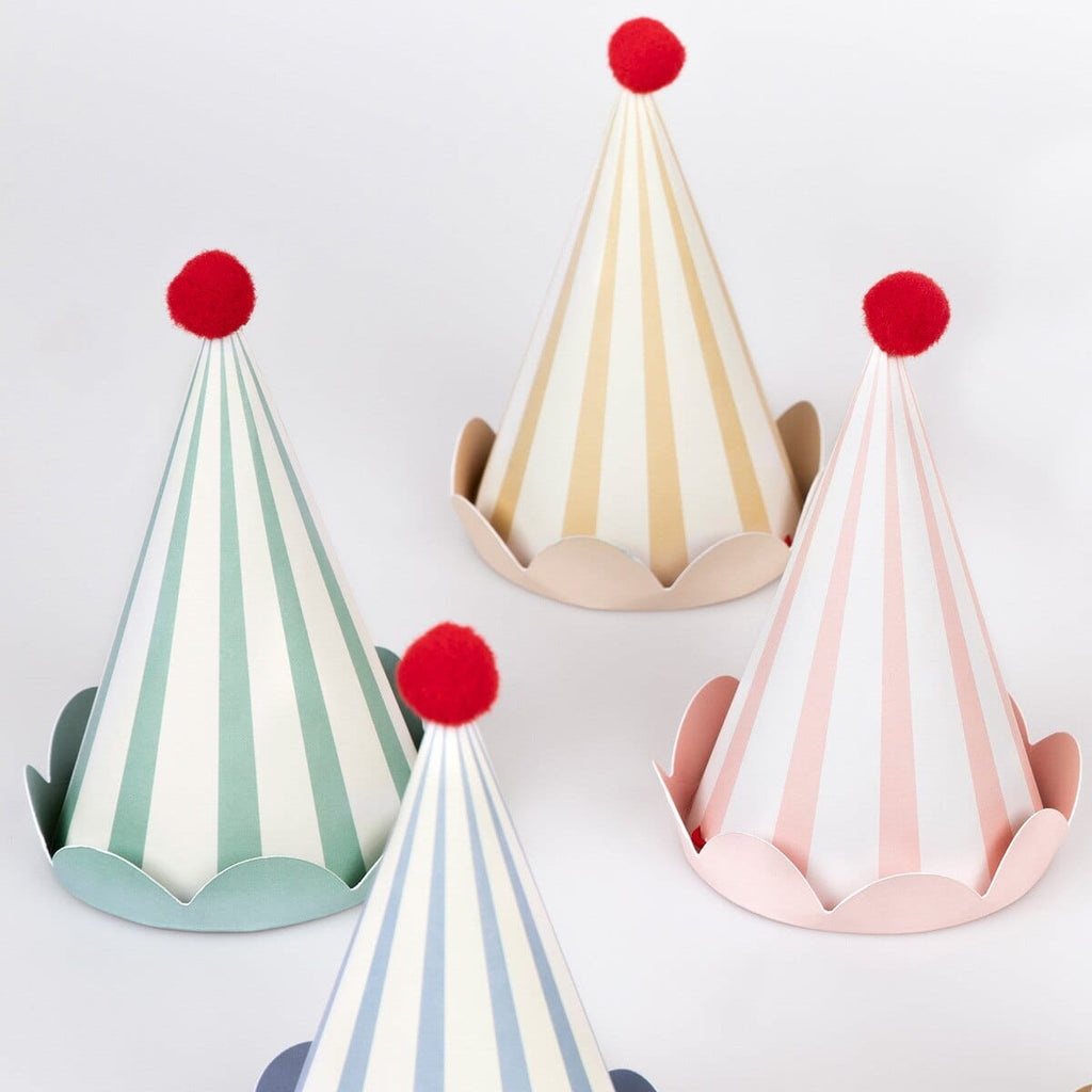 Stripe Pastel Party Hats x 8 - Meri Meri Party Hats Party Hats Stripe Pastel Party Hats x 8