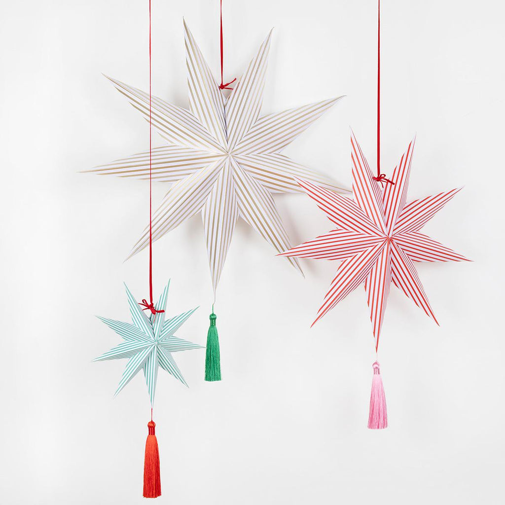Stripe Star Decorations x 3 | Meri Meri | Little Big Party Party Decorations Stripe Star Decorations x 3