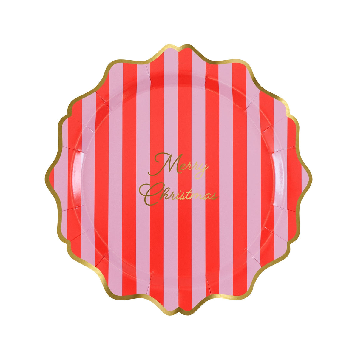 Striped Merry Christmas Small Party Plates x 8 | Meri Meri Christmas Table party plates Striped Merry Christmas Small Party Plates x 8