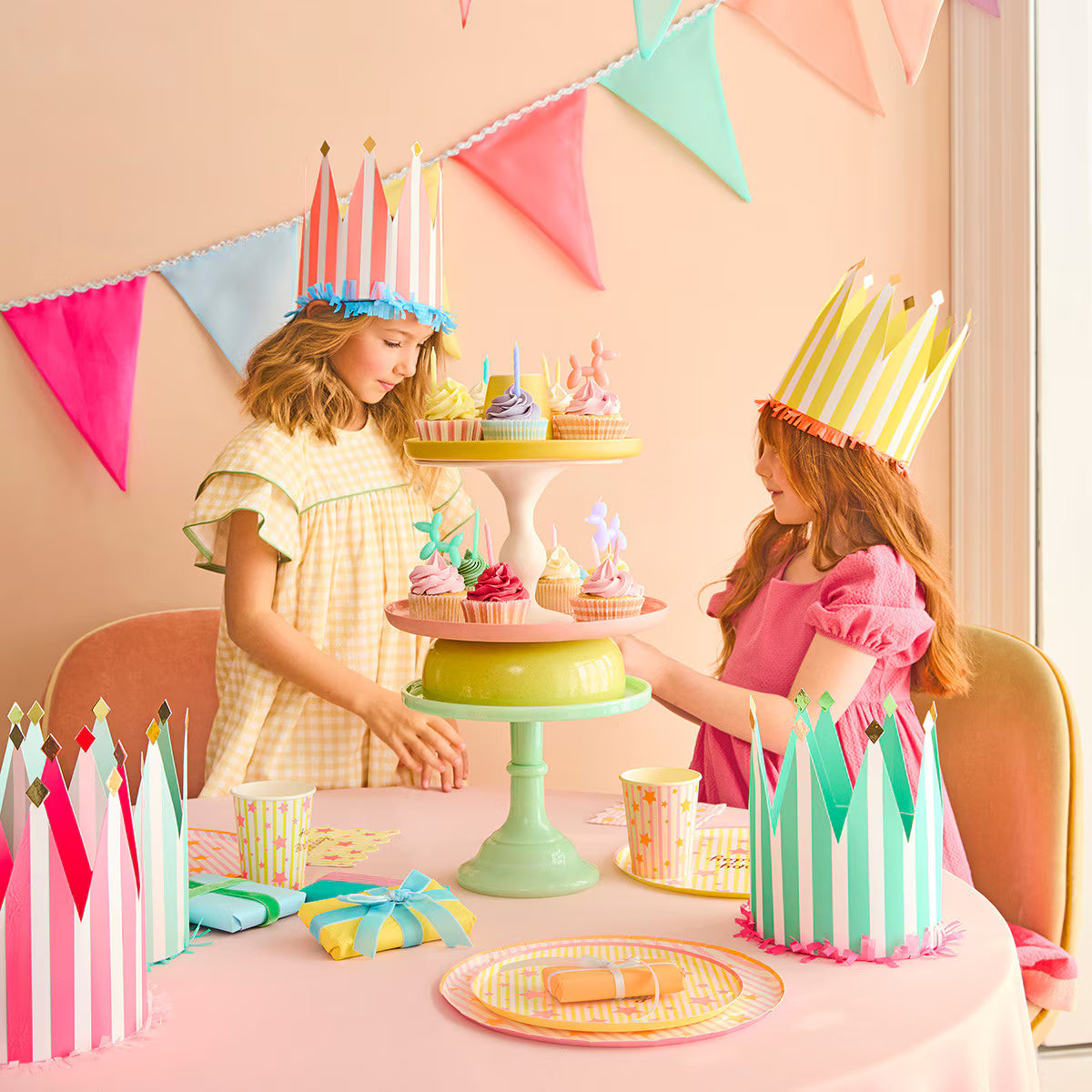 Striped Party Crowns - Pack of 8 Party Hats Striped Party Crowns - Pack of 8