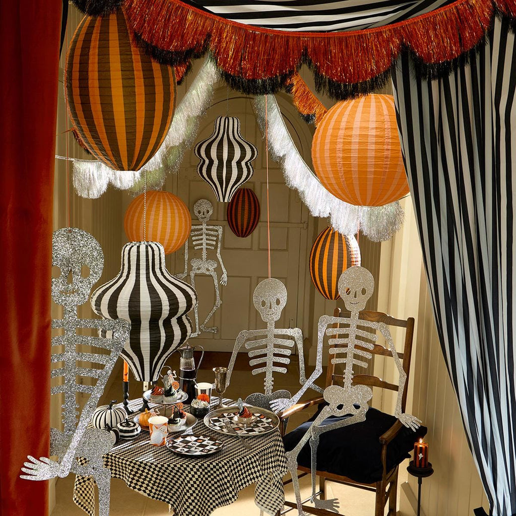 Stripy Halloween Party Lanterns x 3 | Meri Meri | Little Big Party Party Decorations Stripy Halloween Party Lanterns x 3