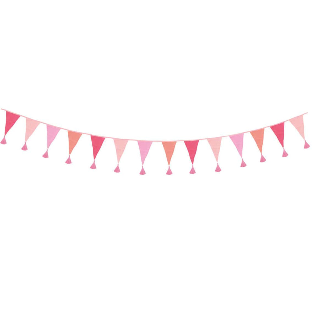 Talking Tables Party - Pink Fabric Bunting, 3m - Pink Party Decorations Bunting Pink Fabric Bunting, 3m