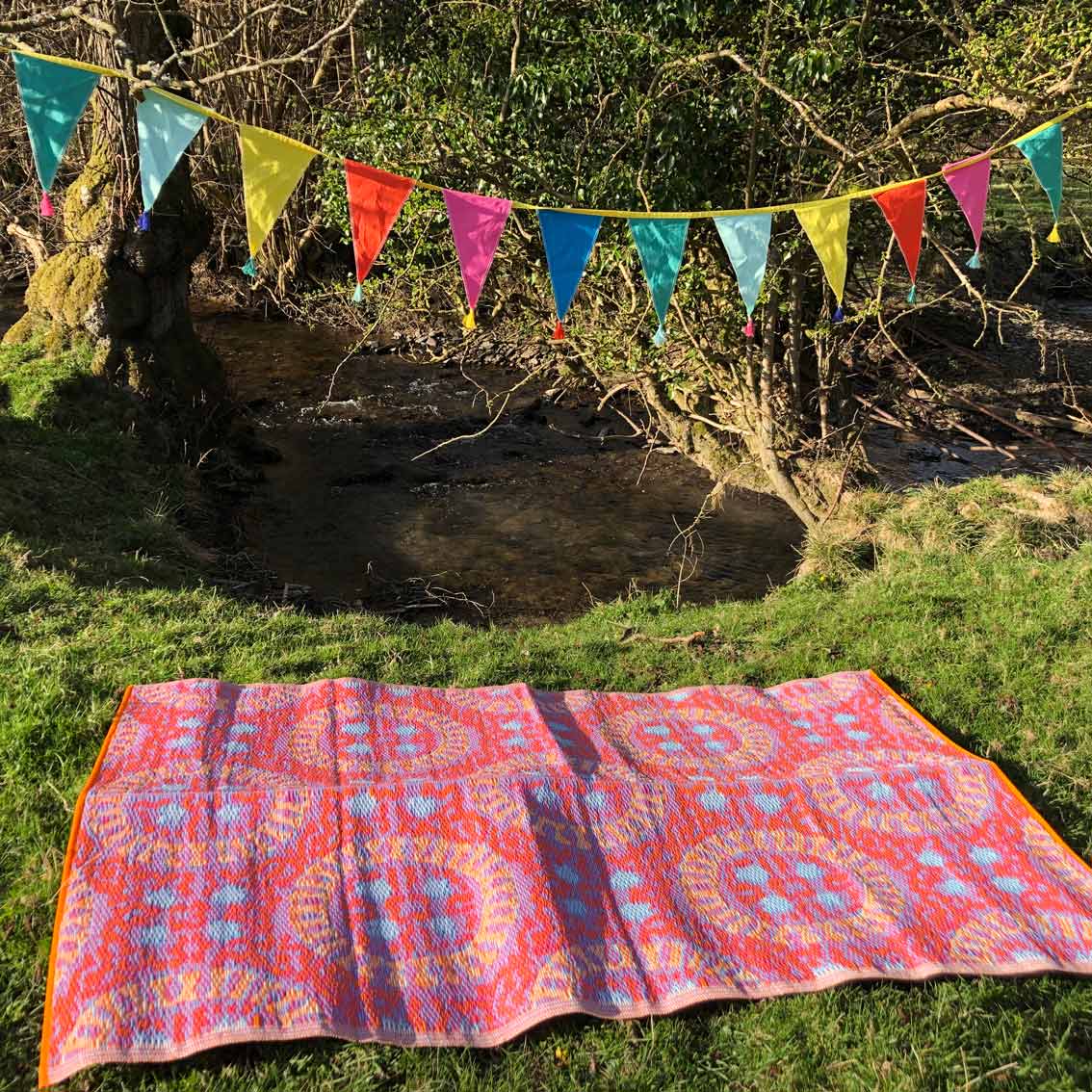 Talking Tables Party - Happy Birthday Fabric Bunting 3m Bunting Rainbow Fabric Bunting, 3m
