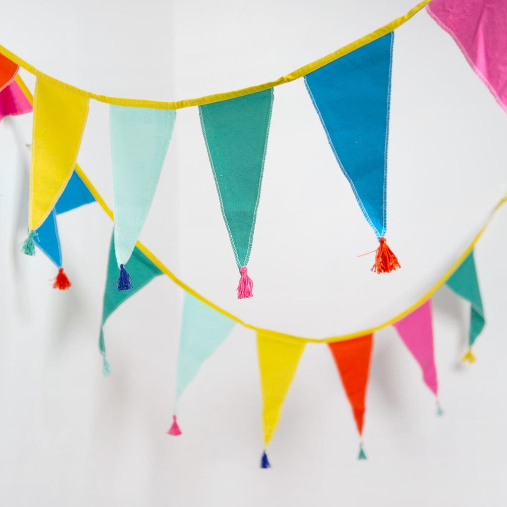 Talking Tables Party - Happy Birthday Fabric Bunting 3m Bunting Rainbow Fabric Bunting, 3m