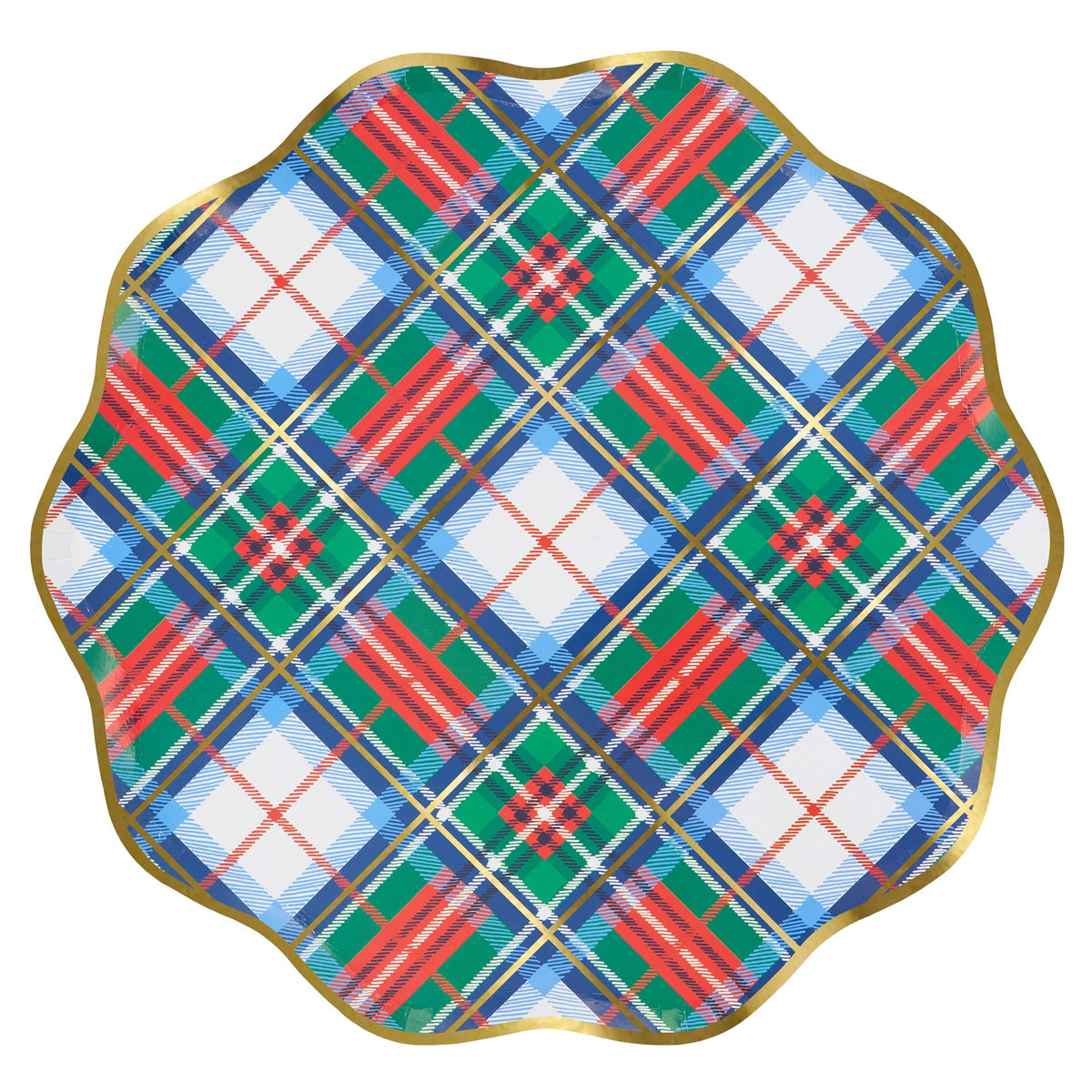 Tartan Mix Large Christmas Party Plates x 8 | Meri Meri Christmas Tartan party plates Tartan Mix Large Christmas Party Plates x 8