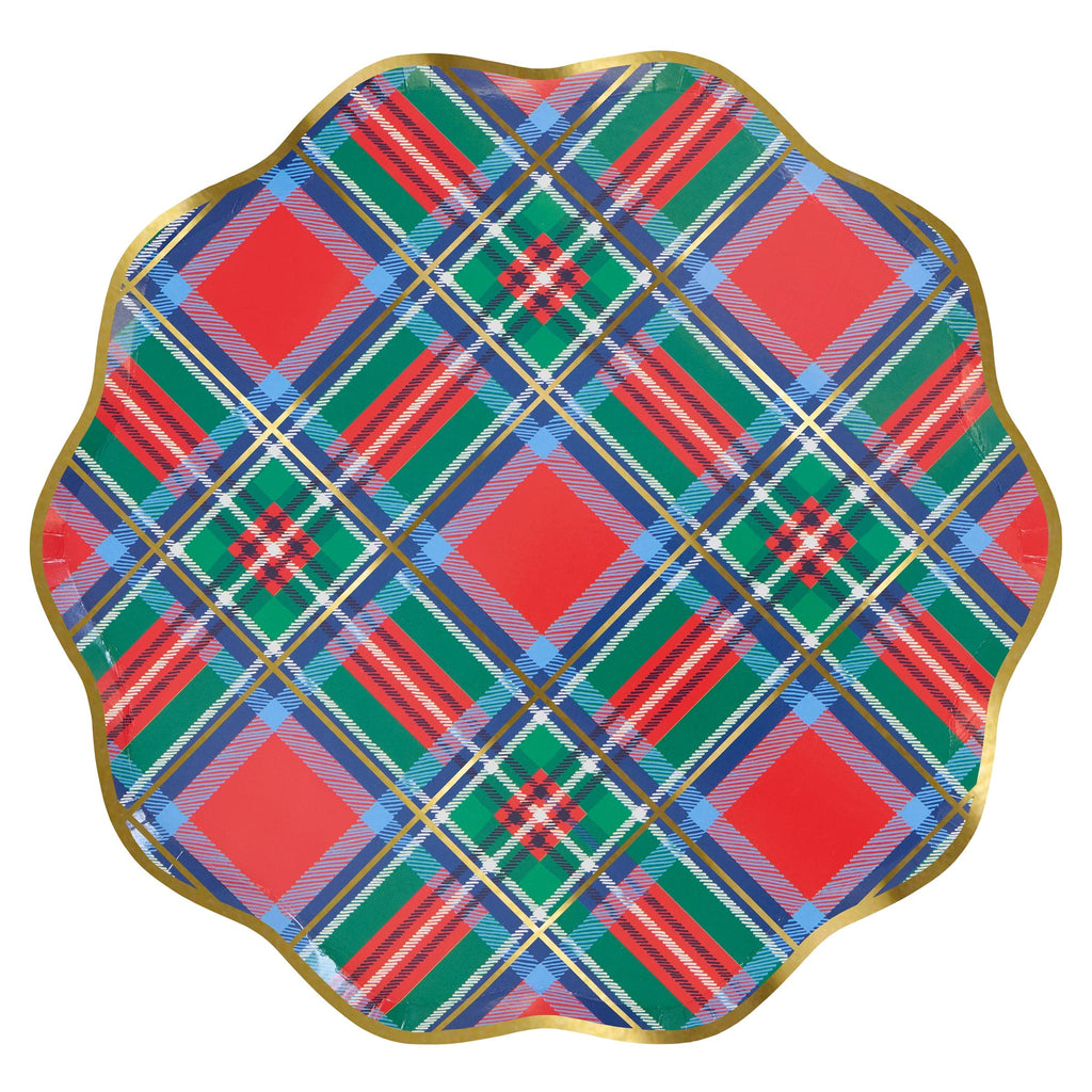 Tartan Mix Large Christmas Party Plates x 8 | Meri Meri Christmas Tartan party plates Tartan Mix Large Christmas Party Plates x 8