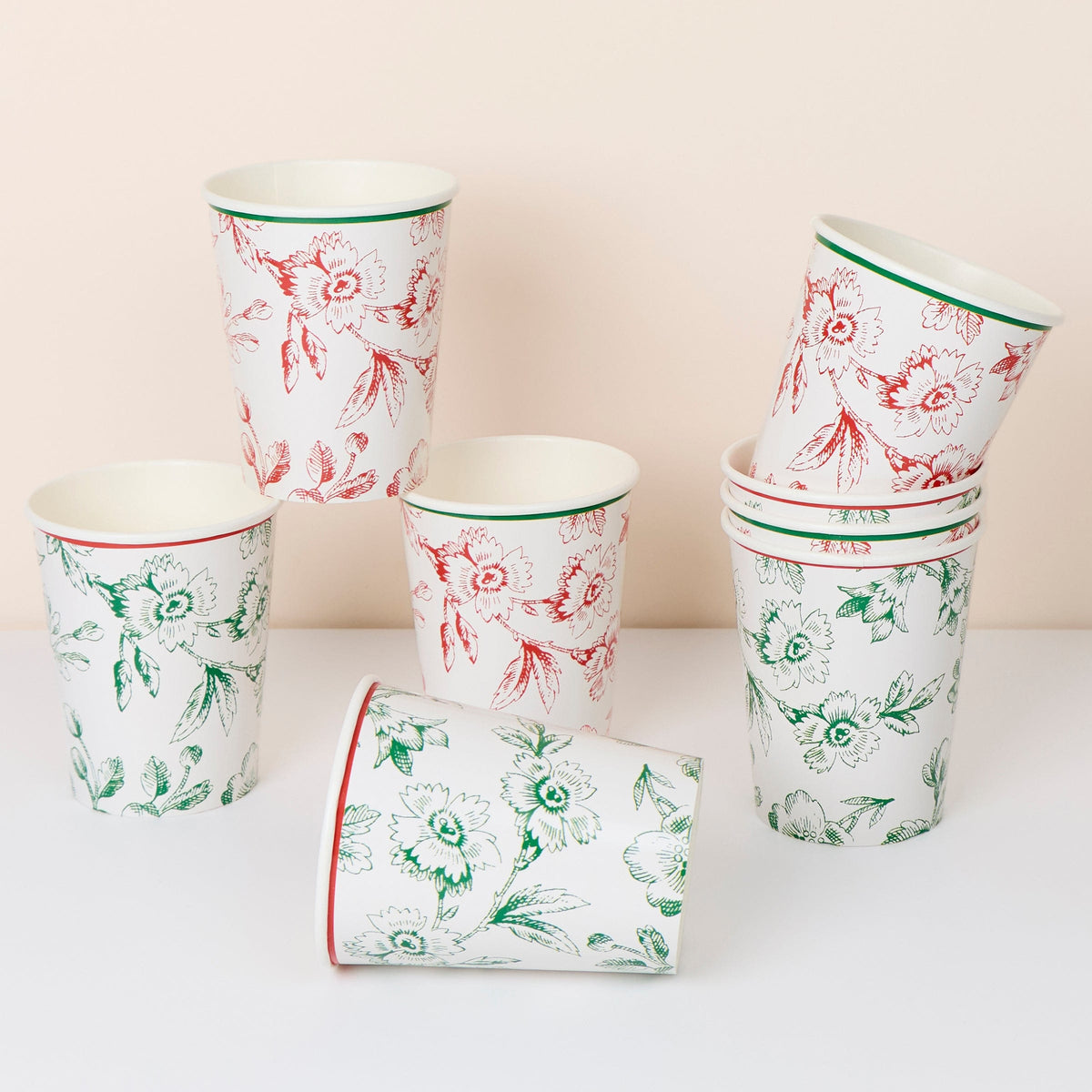Toile De Jouy Christmas Party Cups x 8 | Meri Meri Christmas Table party cups Toile De Jouy Christmas Party Cups x 8