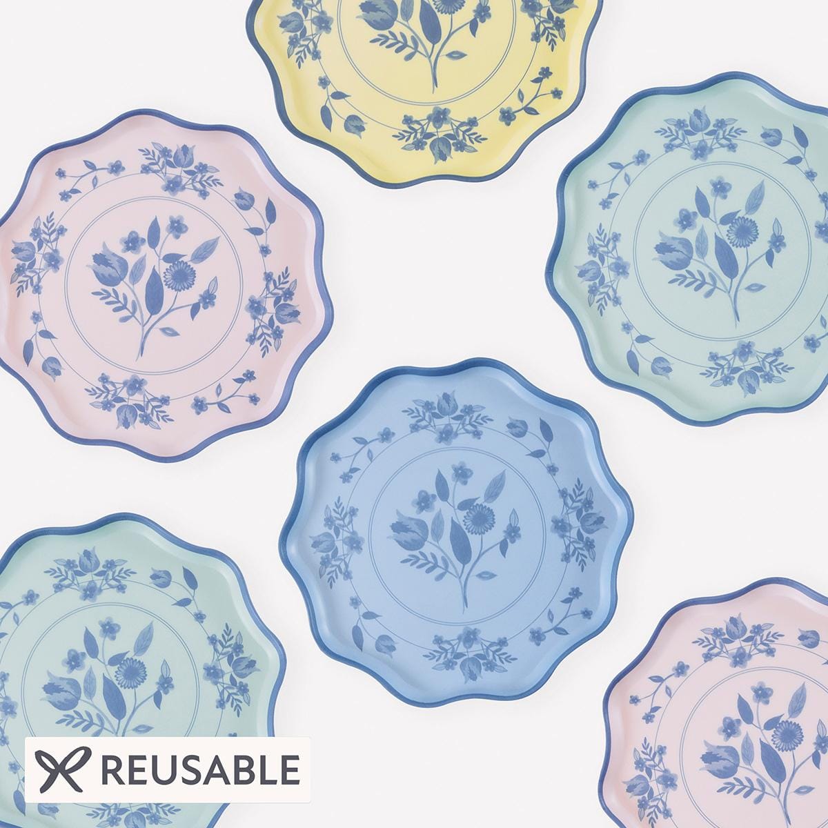 Vintage Botanical Reusable Small Plates x 4 | Party Tableware UK Tableware Vintage Botanical Reusable Small Plates x 4
