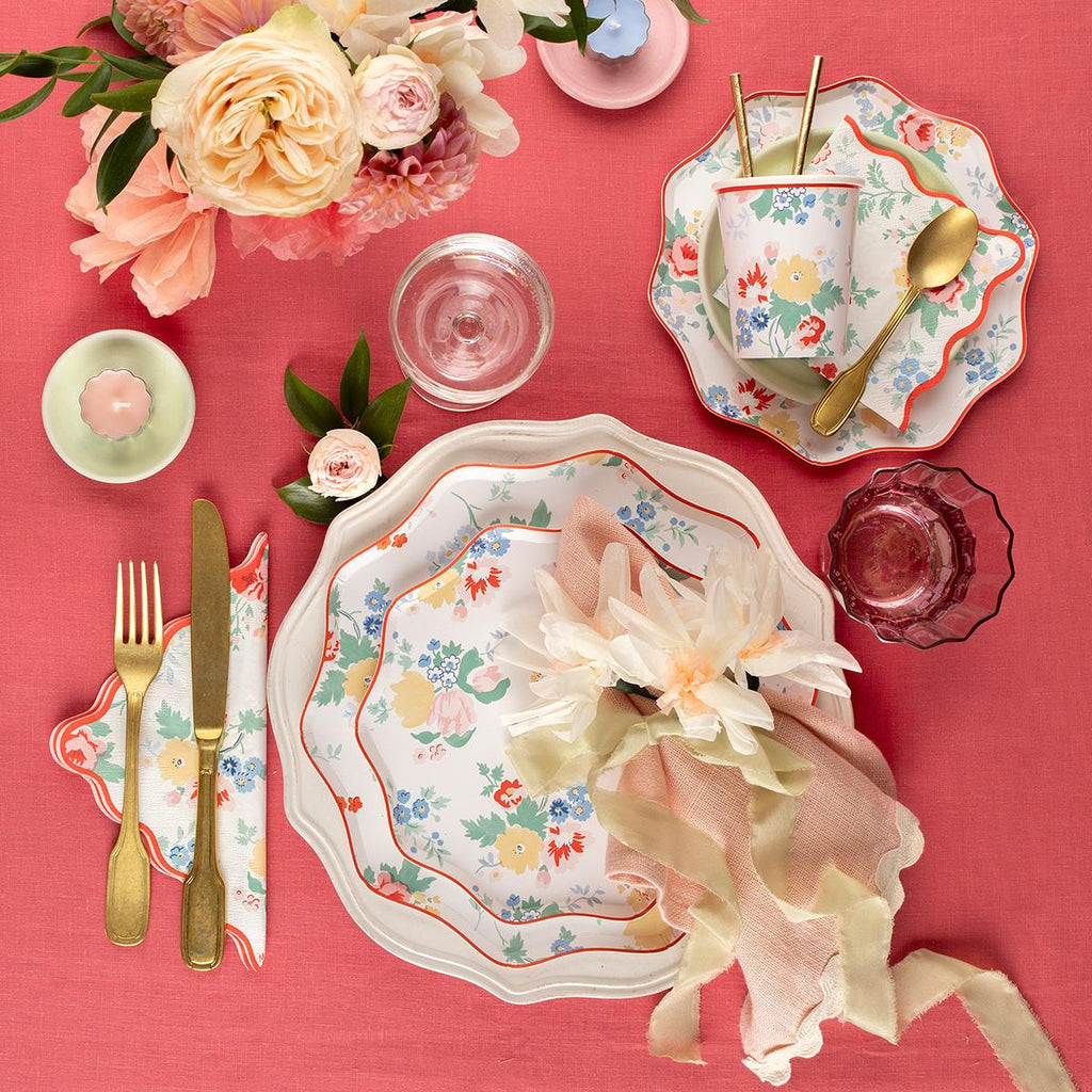 Vintage Floral Side Party Plates x 8 | Meri Meri party plates Vintage Floral Side Party Plates x 8