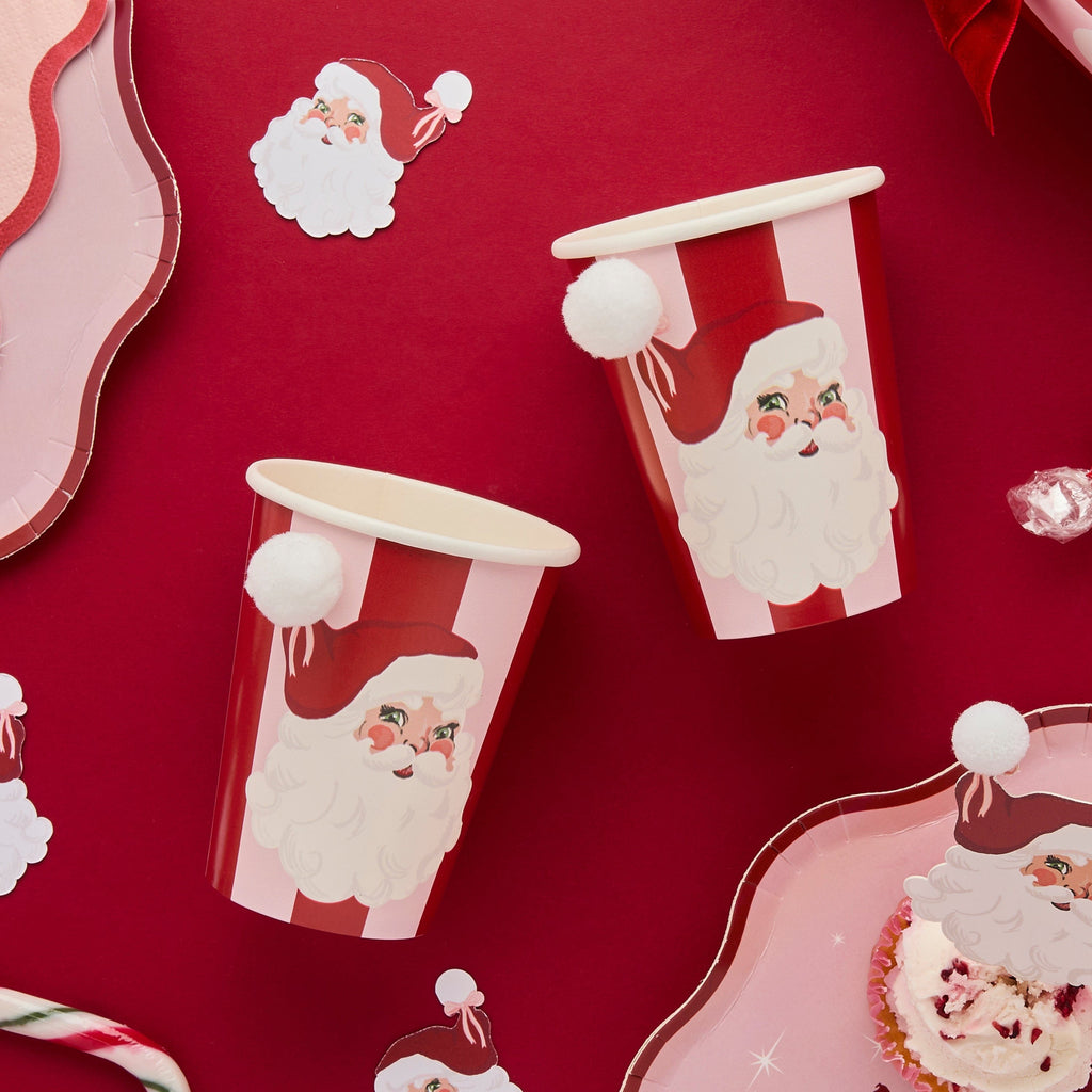 Vintage Santa Paper Cups - Pack of 8 party cups Vintage Santa Paper Cups - Pack of 8