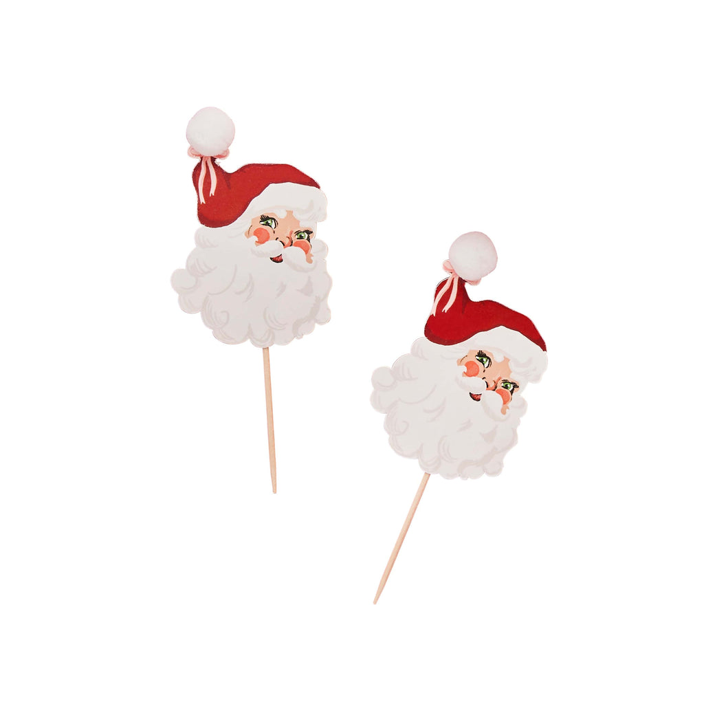Vintage Santa Pom Pom Food Picks - Pack of 12 food pick Vintage Santa Pom Pom Food Picks - Pack of 12