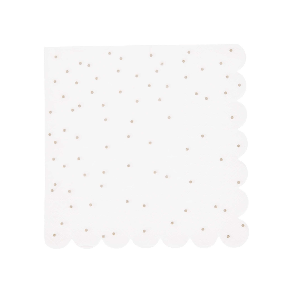 White and Gold Dots Paper Napkins x 20 - White Party Supplies Paper Napkins White and Gold Dots Paper Napkins x 20