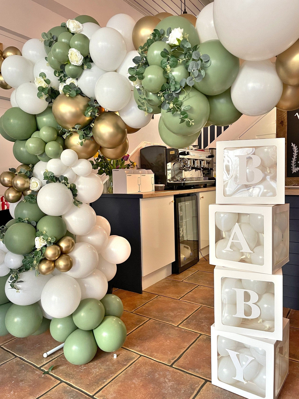 White Baby Shower Blocks Balloons White Baby Shower Blocks