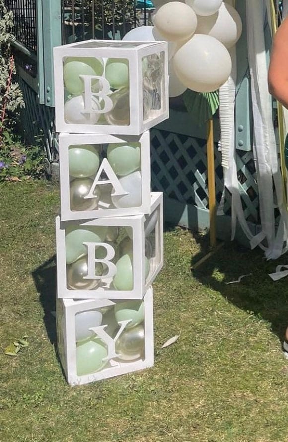 White Baby Shower Blocks Balloons White Baby Shower Blocks