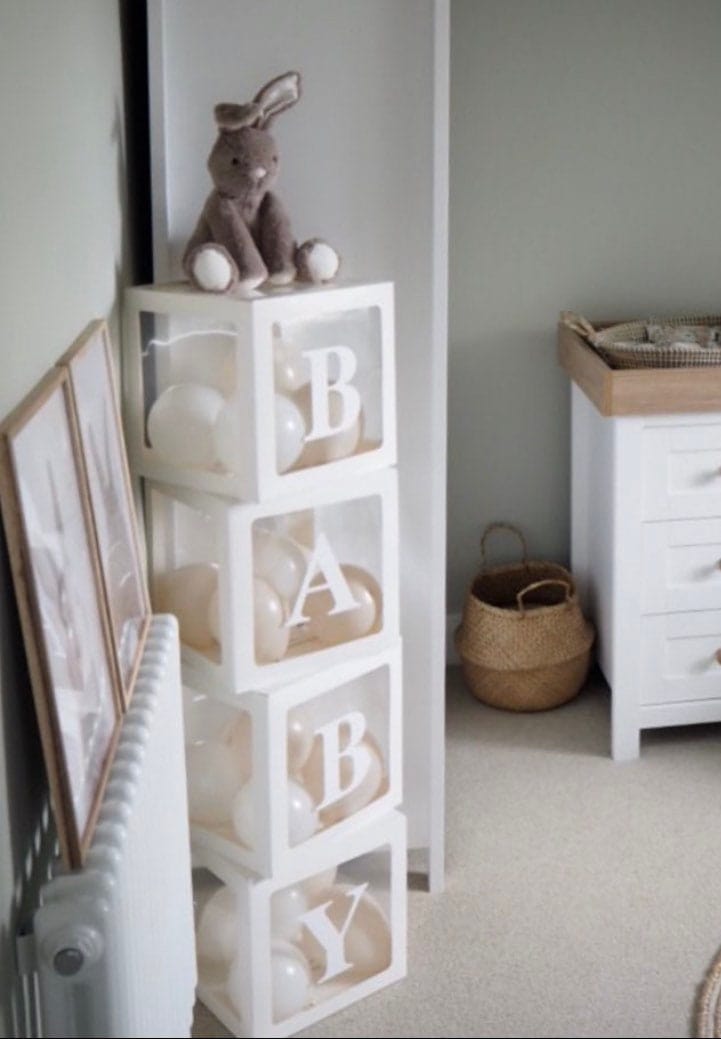 White Baby Shower Blocks Balloons White Baby Shower Blocks