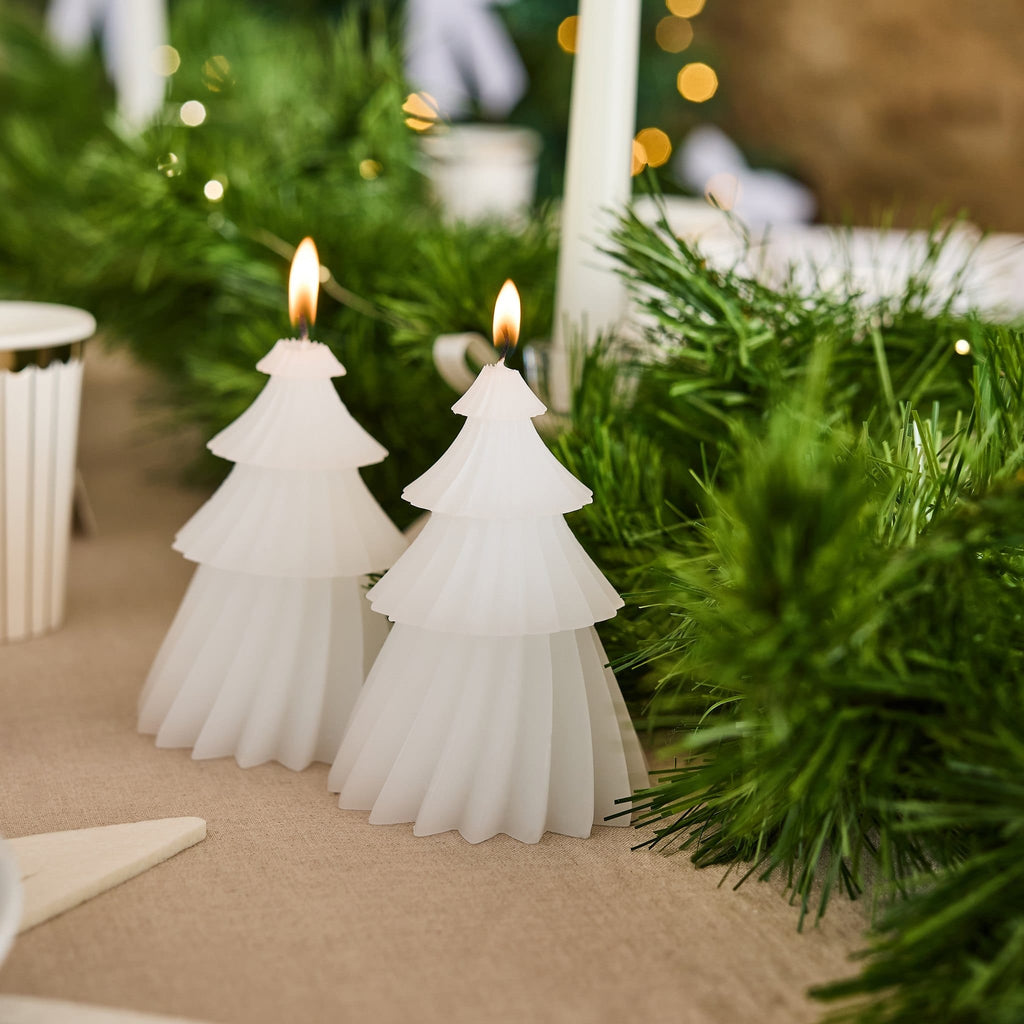 White Christmas Tree Candles x 2 | Hootyballoo Christmas Candles Candle White Christmas Tree Candles x 2