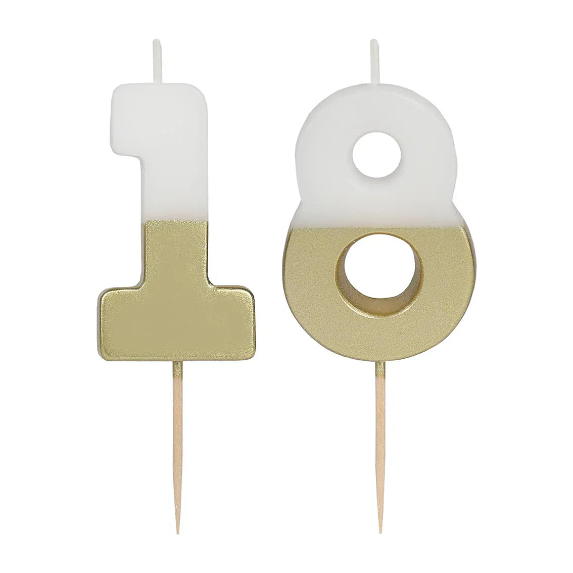White & Gold Birthday Number Candle - 18 | 18th Cake Candles  Birthday Candles White & Gold 18th Birthday Candle