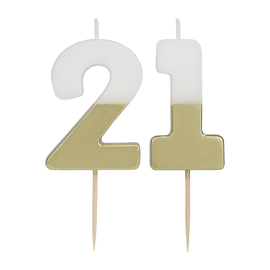 White & Gold Birthday Number Candle - 21 | 21st Cake Candles  Birthday Candles White & Gold 21st Birthday Candle