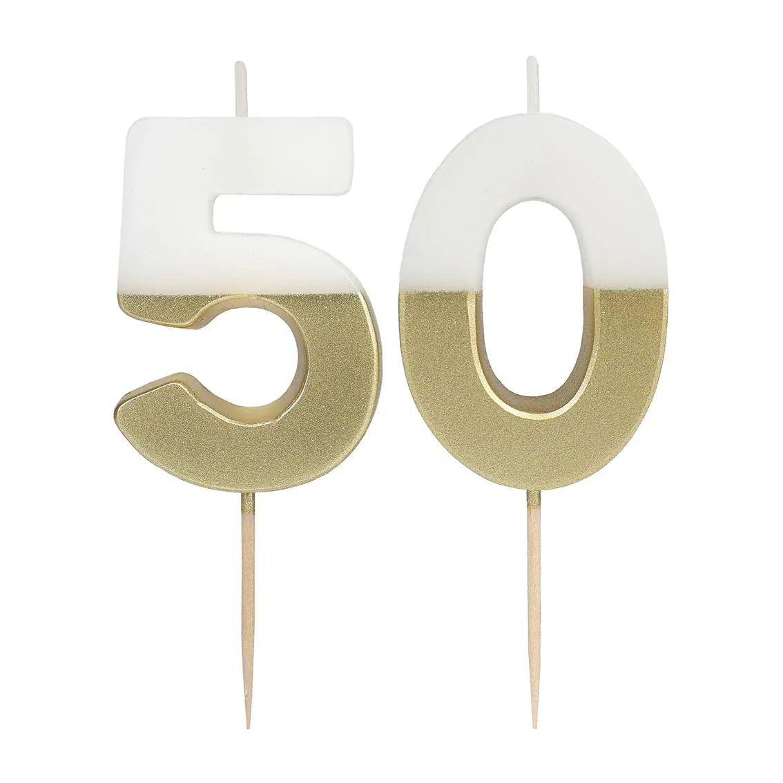 White & Gold Birthday Number Candle - 50 | 50th Cake Candles  Birthday Candles White & Gold 50th Birthday Candle