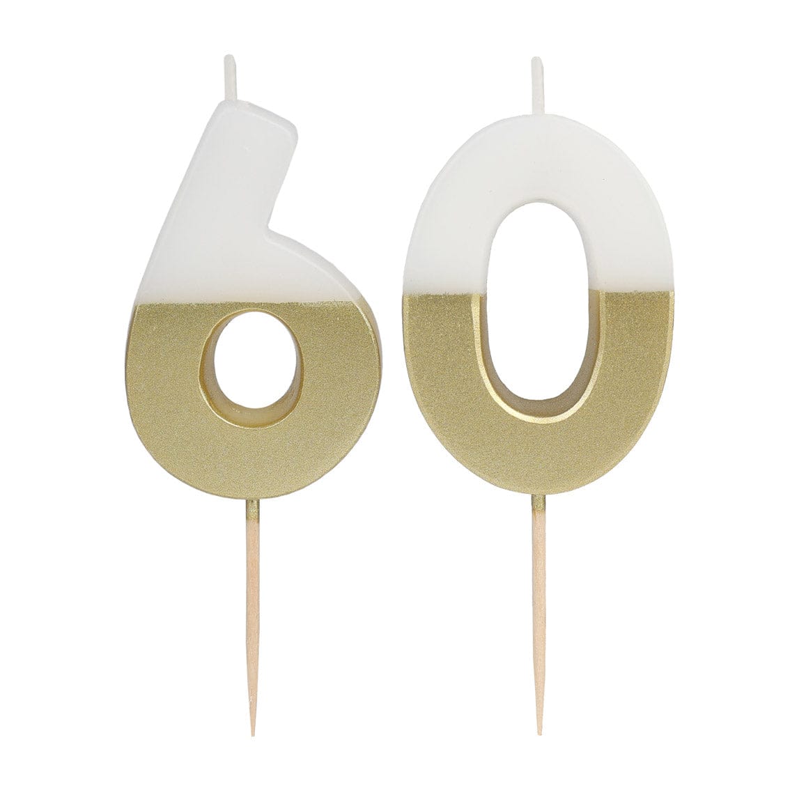 White & Gold Birthday Number Candle - 60 | Cake Candles  Birthday Candles White & Gold 60th Birthday Candle
