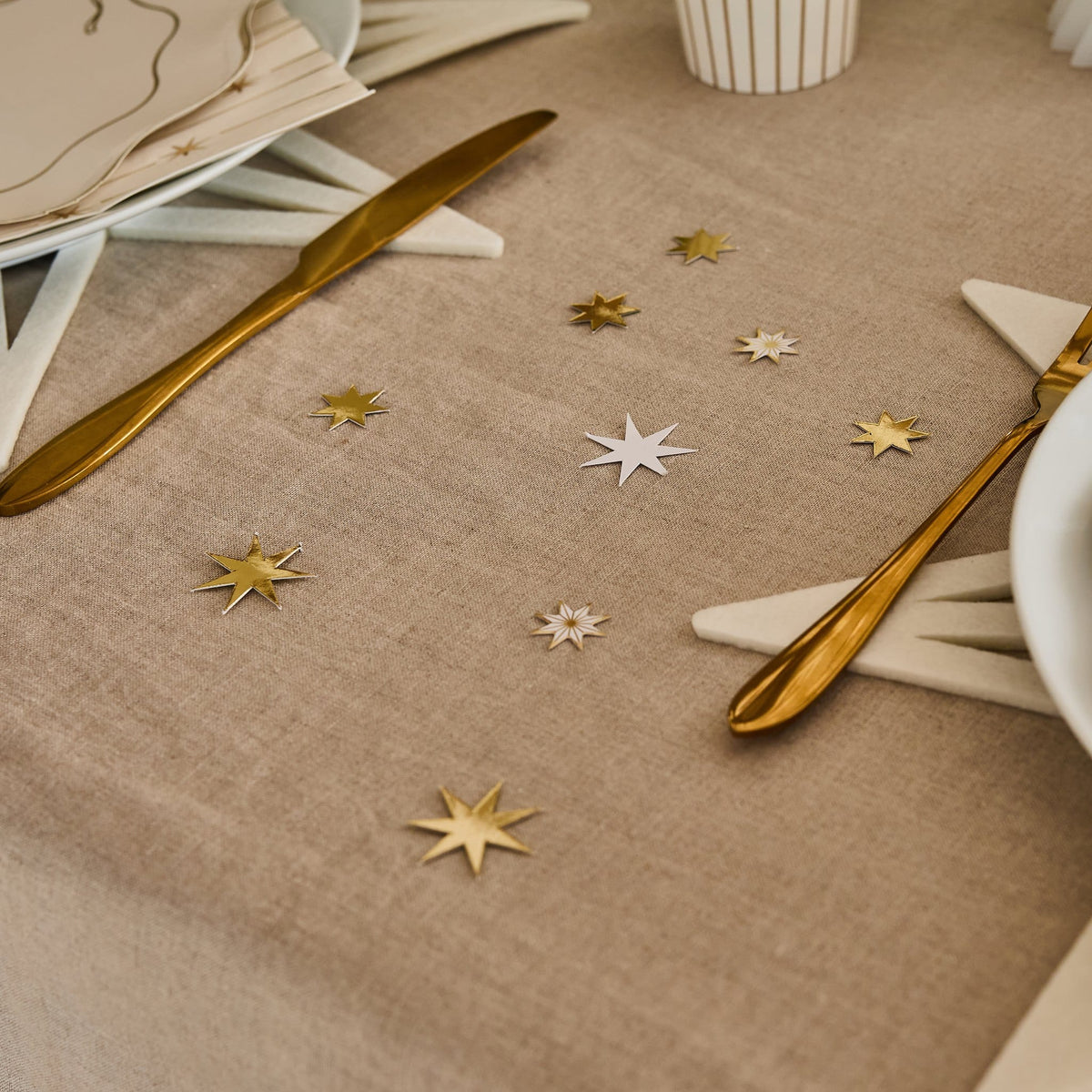 White & Gold Star Table Scatter | Hootyballoo Christmas Table Confetti christmas decorations White & Gold Star Table Scatter