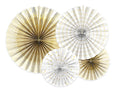White & Gold Wedding Party Fan Decorations Party Supplies White & Gold Party Fans Decorations x 4