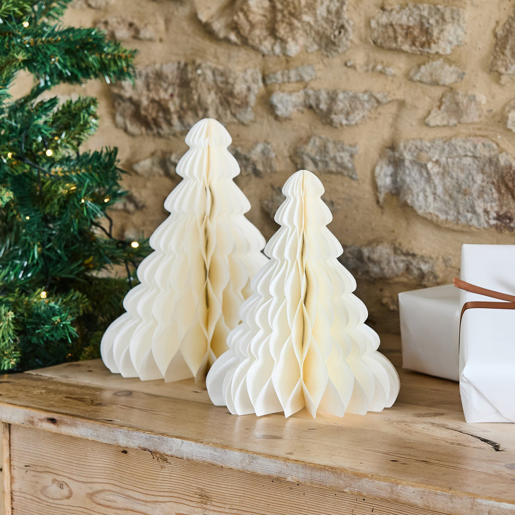 White Honeycomb Christmas Trees x 2 | Hootyballoo Christmas Decorations christmas decorations White Honeycomb Christmas Trees x 2