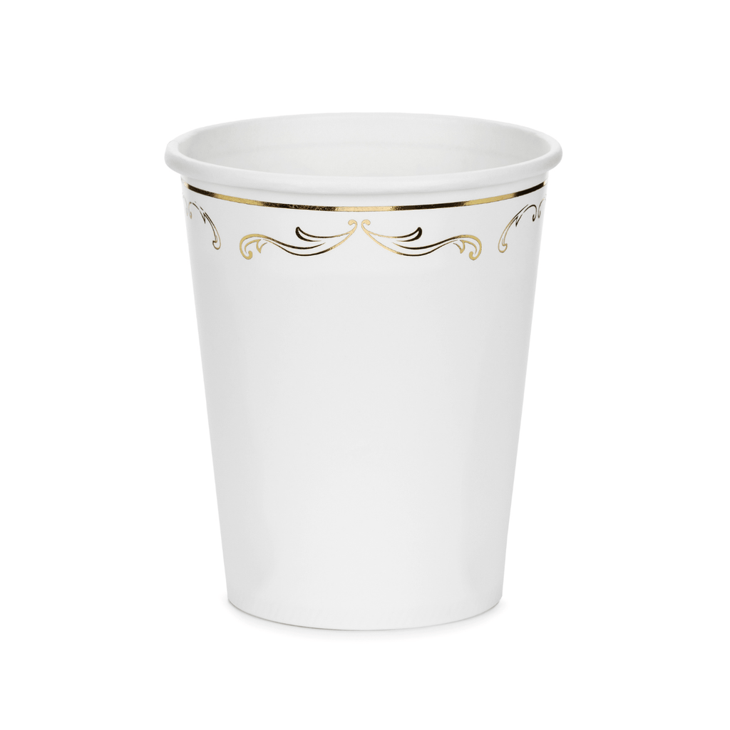 White Lace Style Paper Cups x 6 - Lace Tablescapes Disposable Cups White Lace Style Paper Cups x 6