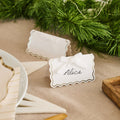 White Wavy Edge Place Cards With Velvet Bows x 8 | Hootyballoo place cards White Wavy Edge Place Cards With Velvet Bows x 8