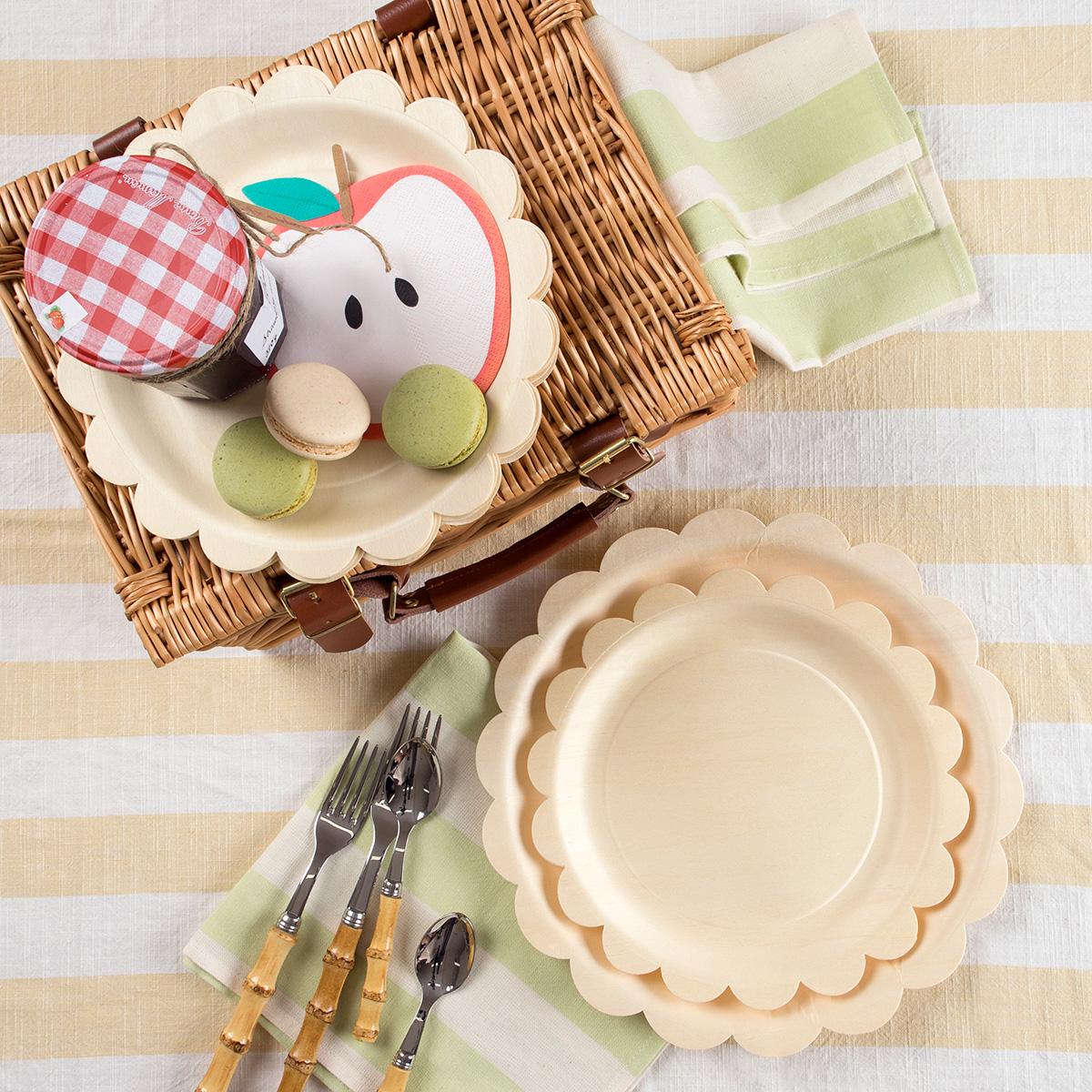 Wooden Scalloped Small Party Plates x 8 | Meri Meri party plates Wooden Scalloped Small Party Plates x 8