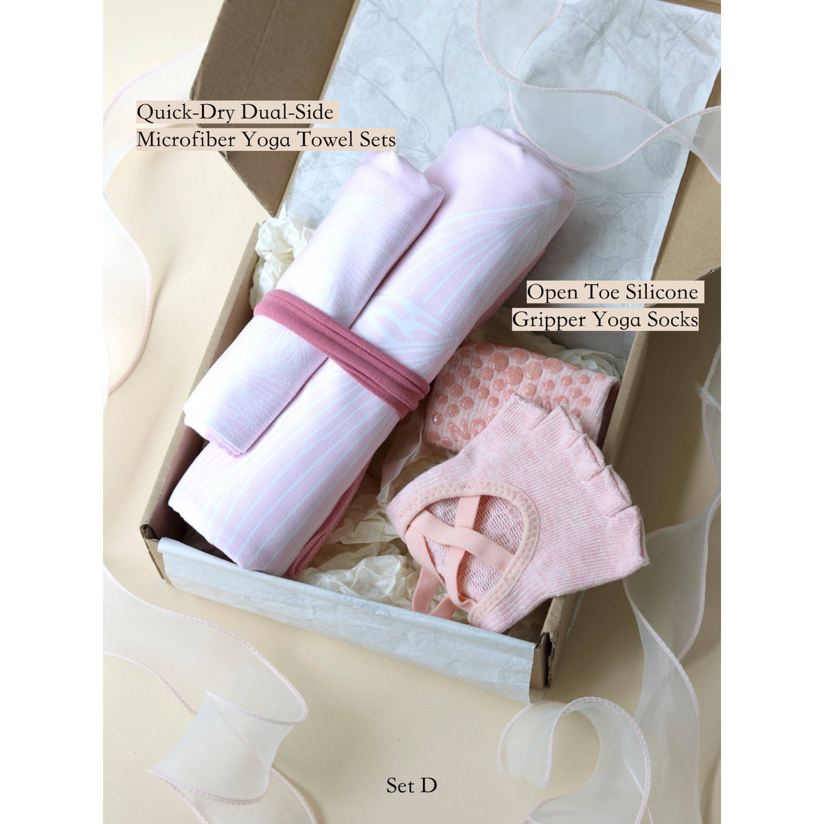 Yoga Towel & Grip Socks Gift Box Set